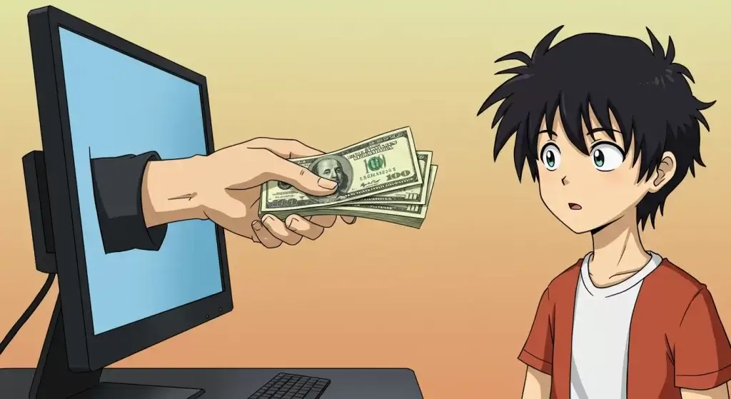 PC　お金　男性