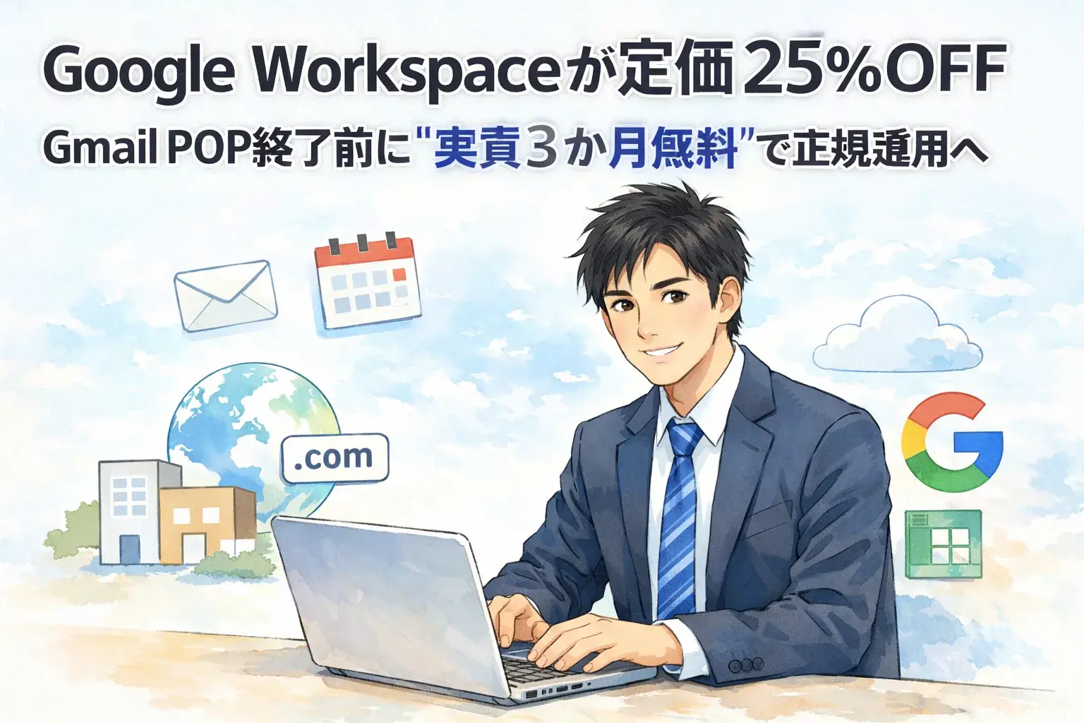 「Google Workspaceが定価25％OFF｜Gmail POP終了前に“実質3か月無料”で正規運用へ」