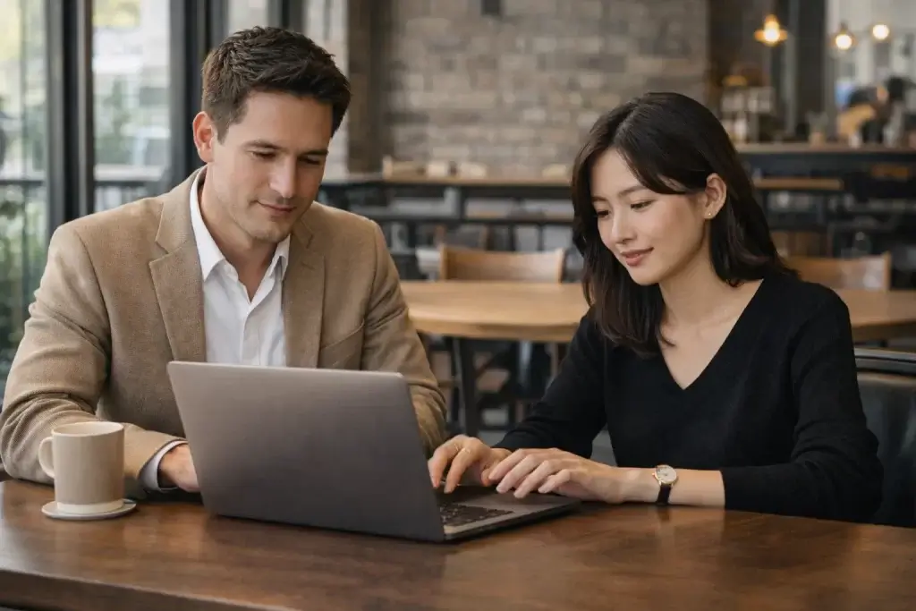 PC　男女　ビジネス　オフィス