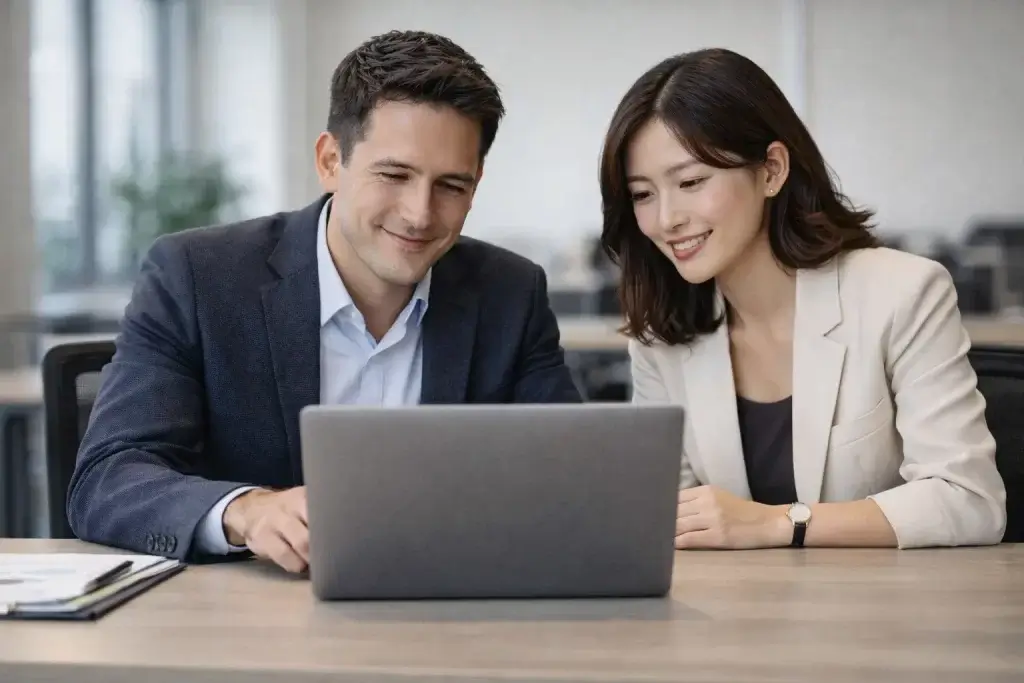 PC　男女　ビジネス　オフィス