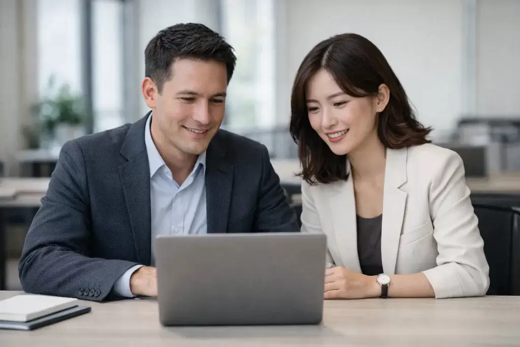 PC　男女　ビジネス　オフィス